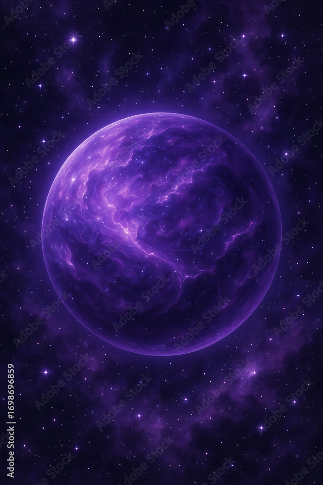 Fototapeta premium Cosmic Purple Planet high quality realistic image.