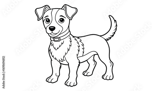 Jack dog Kids t shirt design silhouette and vector line art, Detailed Line Art, Perfect for Relaxation and Stress Relief, Great for Adult Coloring Books or Printable Art Therapy Activities.