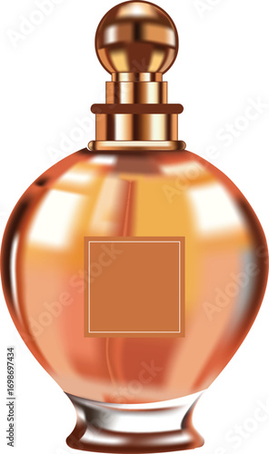 Luxurious fragrance golden bottle elegant style refined scent cosmetic product beauty lifestyle perfume aroma essence