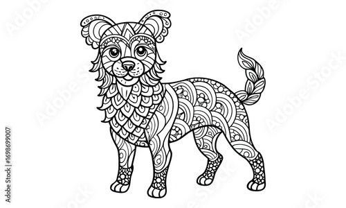 Sophie dog Adult t shirt design silhouette and vector line art, High-Quality Illustration, Ideal for Relaxation and Stress Relief, Perfect for Adult Coloring Books and Printable Art Therapy.