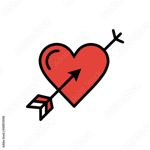 Red heart pierced by arrow symbol