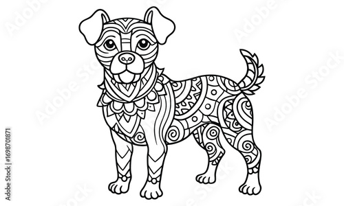 Bentley dog Kids t shirt design silhouette and vector line art, High-Quality Illustration, Ideal for Relaxation and Stress Relief, Perfect for Adult Coloring Books and Printable Art Therapy.