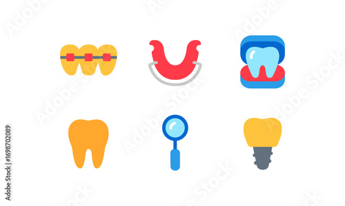 Orthodontic icon set for dental care design and professional health applications