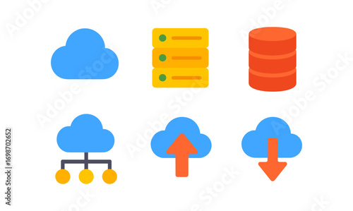 Essential cloud computing icons for modern digital solutions and technology projects