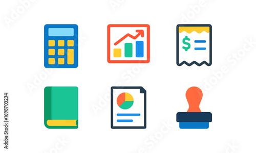 Accounting tools and icons for financial management and planning