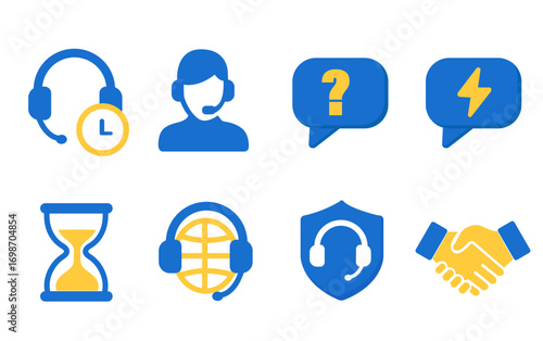 Vector set of icons on the topic of time, money, communication