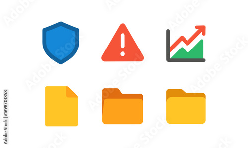 Risk management icons collection for safety and compliance design