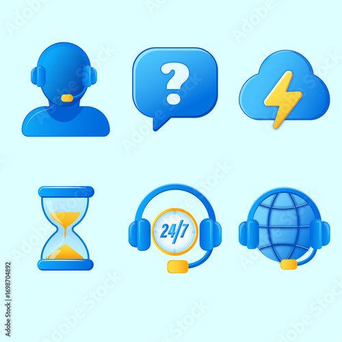 Vector set of icons on the topic of time, money, communication