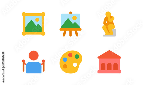 Modern art exhibit icons collection for creative design and museum themes