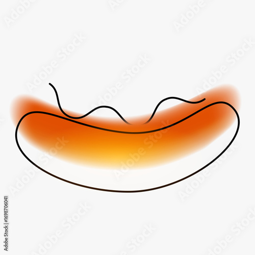 Hotdog silhouette. Creative minimal fast food composition with gradient blurred and line elements. Modern abstract fashion vector illustration.