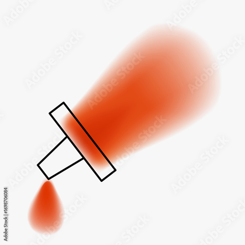 Ketchup bottle silhouette. Creative minimal tasty fast food composition with gradient blurred and line elements. Modern abstract fashion vector illustration.
