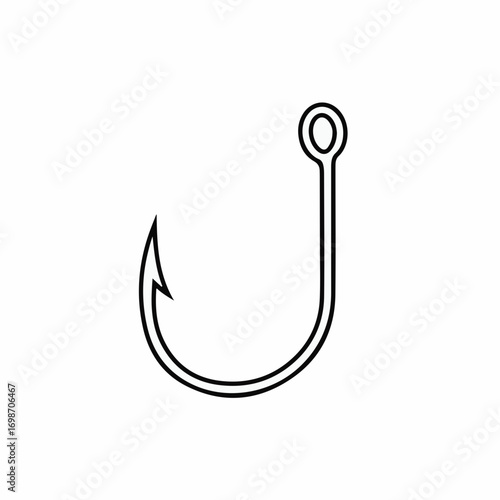 Simple, clean illustration of a fishing hook against a white background
