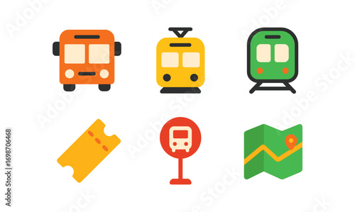 Public transport icons for map navigation and ticketing design