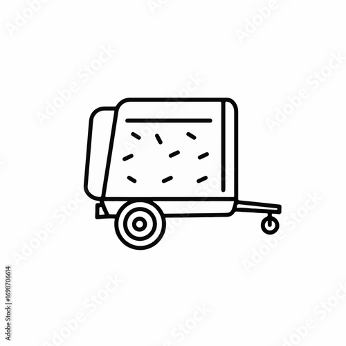 Simple line drawing of a farm baler machine for harvesting crops