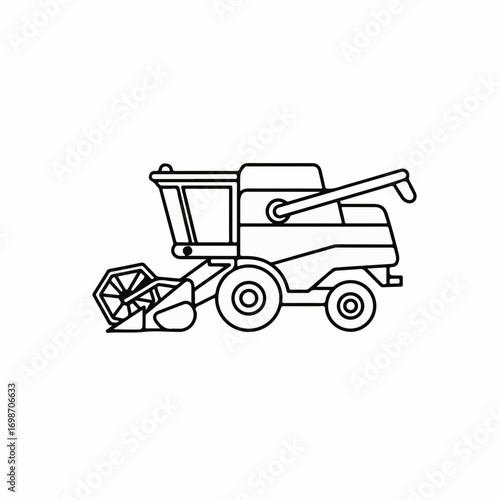 Clean outline illustration of a modern combine harvester in profile