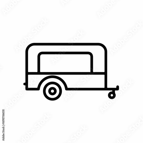 Simple line art illustration of a travel trailer for outdoor adventures and camping