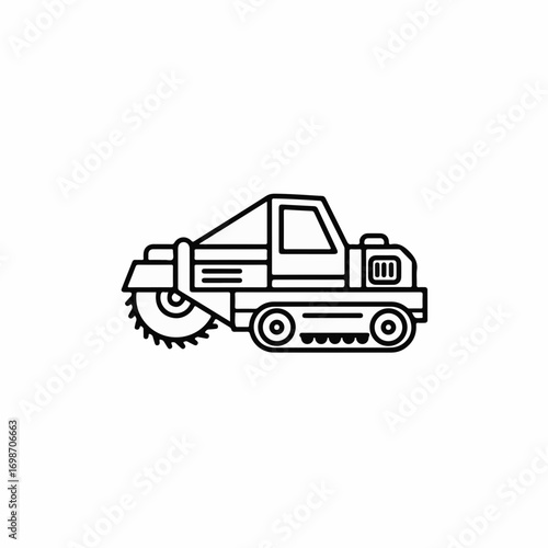 Industrial tracked vehicle with a large circular saw for clearing vegetation