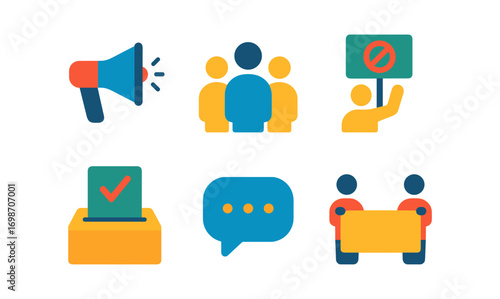 Civic engagement icons set for social awareness and community participation design