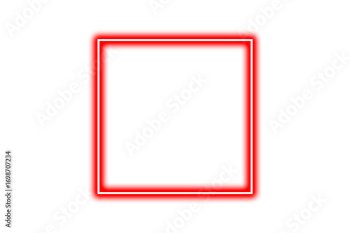 Neon Red Square Glowing Geometric Shape Futuristic Light Effect