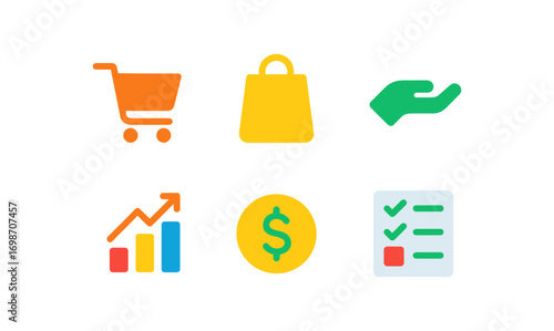 Consumer behavior icons set for marketing and business design projects