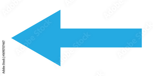 Long blue arrowhead vector icon set.  Isolated long blue arrow icon on white background. Left side directional arrows.  EPS 10. 