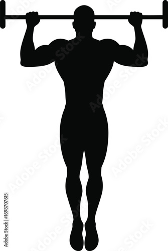 man lifting weights in gym silhouette on transparent background
