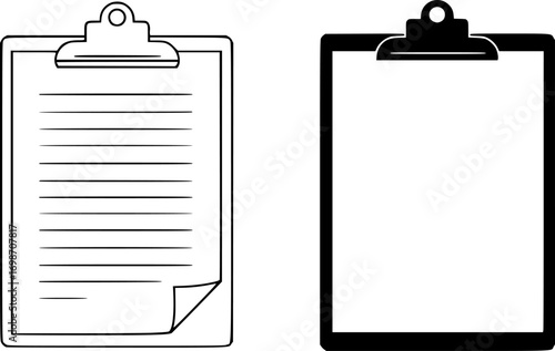 vector clipboard isolated on white background. clipboard with and without a sheet of paper for message notes. business or school clipboard
