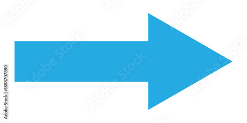 Long blue arrowhead vector icon set.  Isolated long blue arrow icon on white background. Left side directional arrows.  EPS 10. 