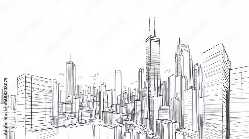 Cityscape architectural sketch Cityscape architectural sketch
