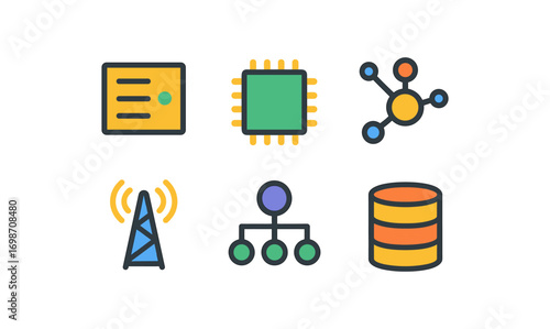 Edge computing icons for modern technology and networking design