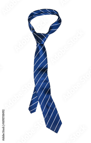 Canvastavla Classic blue striped necktie isolated on a white background.