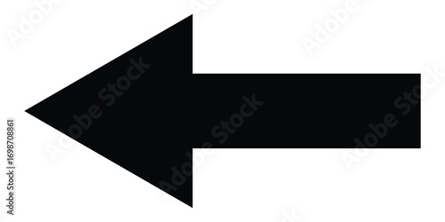 Arrowhead long vector icons. Bold pointing vector arrow icons. Isolated dark black side pointing vector arrow set. Black long line arrow icon on white background. EPS 10.  