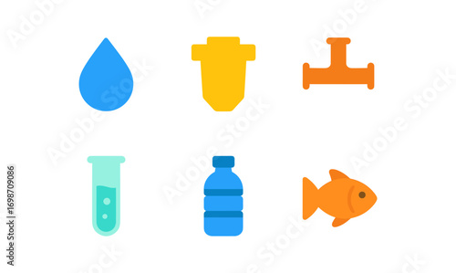 Set of water quality icons for environmental awareness and clean water programs