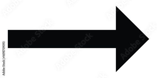 Isolated dark black side pointing vector arrow set. Arrowhead long vector icons. Bold pointing vector arrow icons. Black long line arrow icon on white background.  