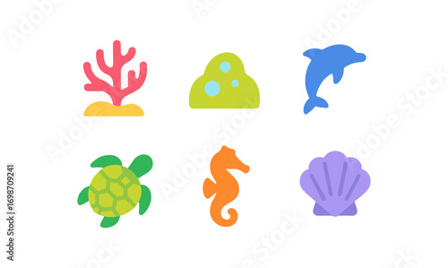 Marine conservation icons for environmental awareness design and educational materials
