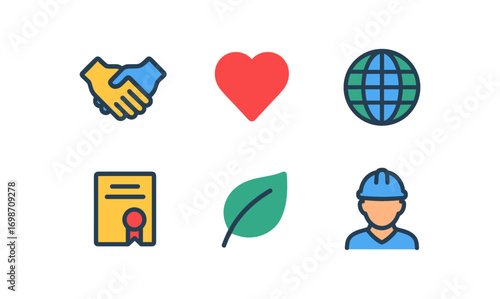 Ethical business icons for sustainable and responsible corporate practices