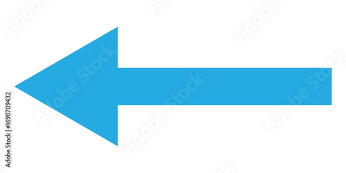 Long blue arrowhead vector icon set.  Isolated long blue arrow icon on white background. Left side directional arrows. 