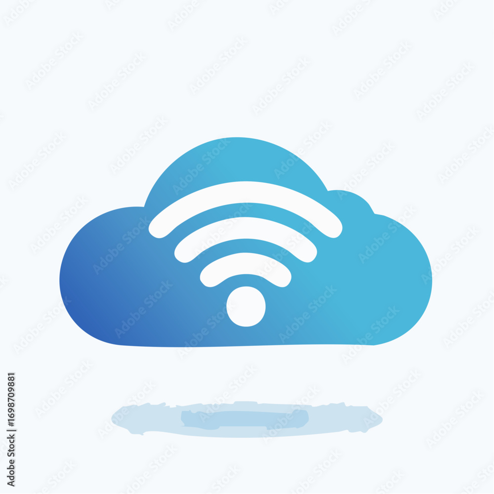 Fototapeta premium Conceptual Illustration of Wireless Cloud Connectivity and Digital Networking in a Blue Gradient