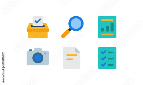 Elections monitoring icons collection for digital platforms and communication design
