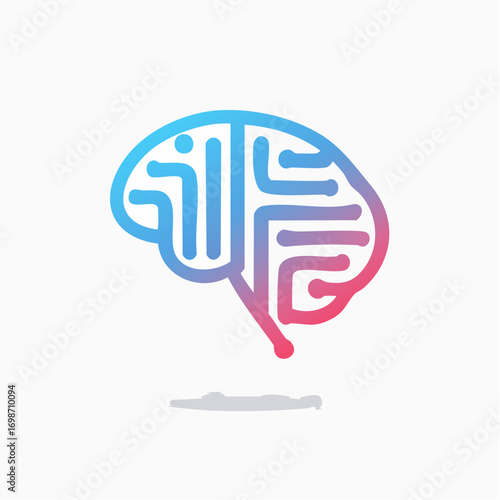 Conceptual representation of a human brain with a network-like structure symbolizing technology
