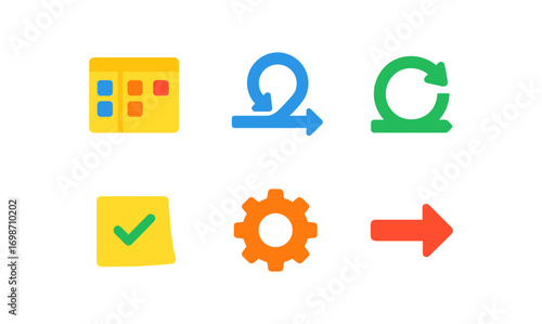 Agile methodology icon set for project management and workflow design