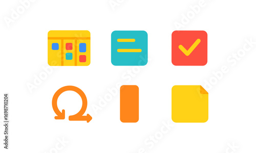 Kanban icons set for project management and task organization design