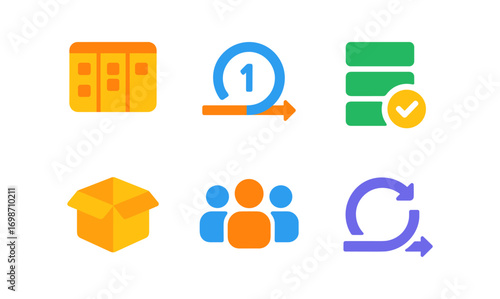 Scrum framework icons for agile project management and team collaboration design