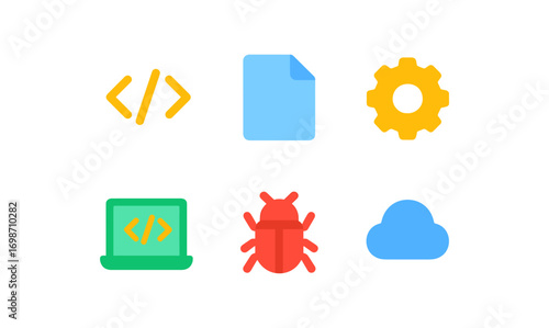 Minimalist software development icons set for technology projects and ux design
