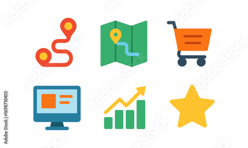 Customer journey icons set for business and marketing design projects