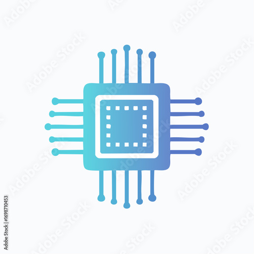 Conceptual representation of a microprocessor or central processing unit with minimalist design