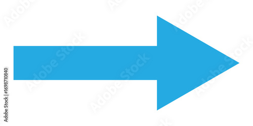 Long blue arrowhead vector icon set.  Isolated long blue arrow icon on white background. Left side directional arrows. 