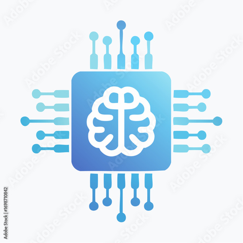 Digital Brain Icon Representing Artificial Intelligence and Advanced Processing Capabilities