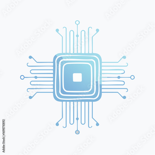 Digital Blueprint: A Graphical Depiction of a Central Processing Unit in a Vector Style