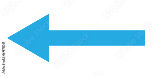 Long blue arrowhead vector icon set.  Isolated long blue arrow icon on white background. Left side directional arrows. EPS 10. 